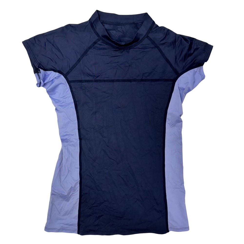 Patagonia Womens Micro Swell Rashguard Navy Purple Short Sleeve S